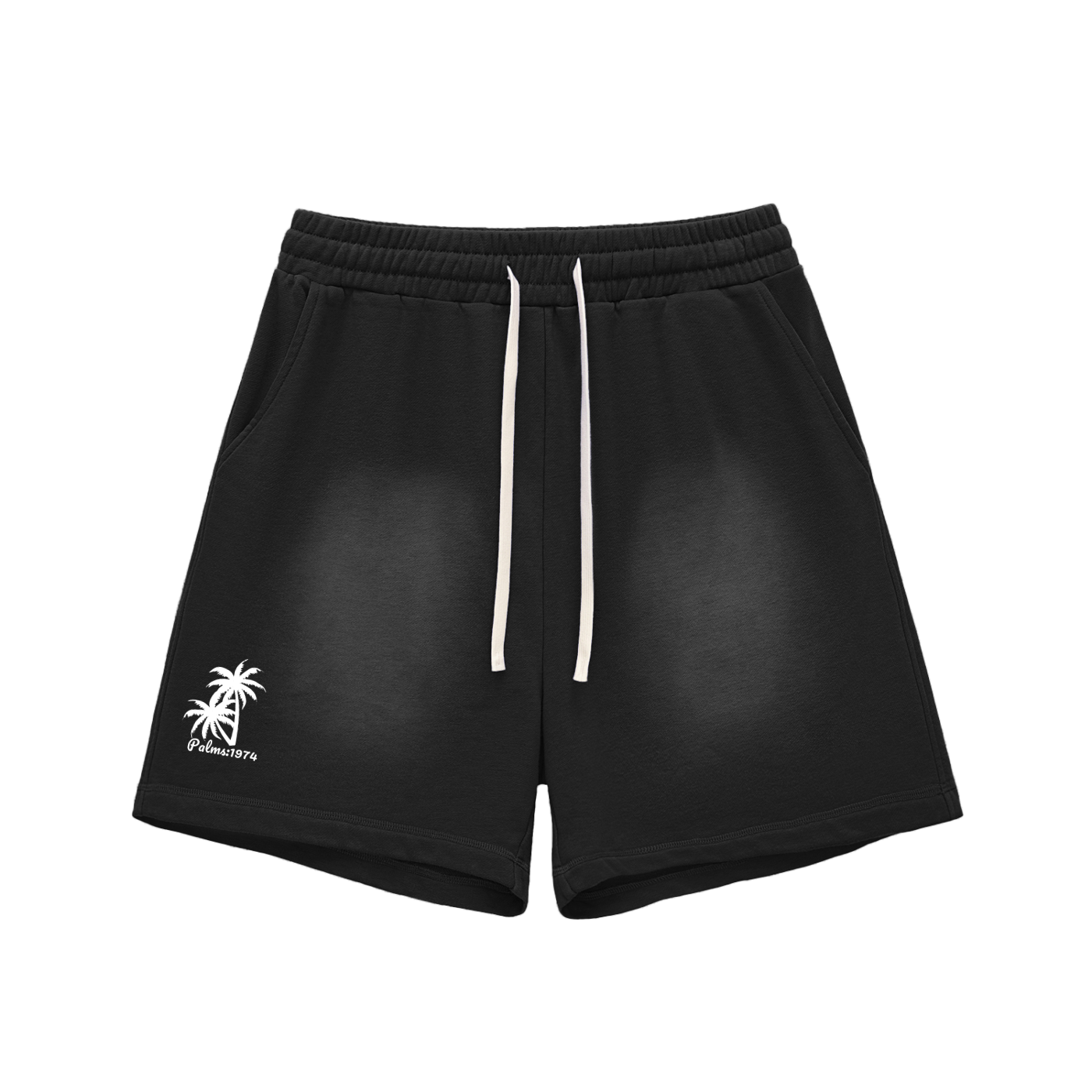Palms Sun Fade Raw Edge Cotton Shorts
